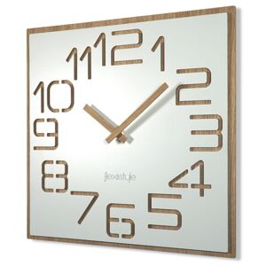 Stylové bílé nástěnné hodiny v kombinaci se dřevem 60 cm