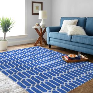 Stylový modrý koberec do obýváku