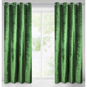 Stylový zelený závěs na okno s jemnými třpytkami 140 x 250 cm