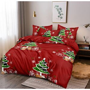 Sviatočné červené vianočné posteľné obliečky s vianočným stromčekom