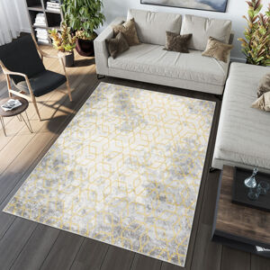 Trendy koberec ve skandinávském stylu se žlutým vzorem