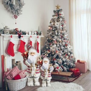 Vianočná dekoračná figúrka usmievavého Santa Clausa so sánkami 61 cm
