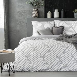 Vzorované ložní prádlo v bílo šedé barevné kombinaci